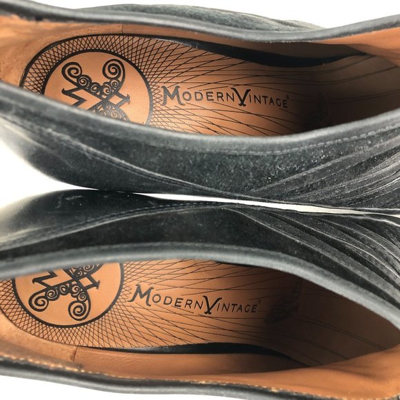 Modern Vintage Women's Size 39 Lil Ro Black Leather Pointed Toe Ankle Booties - Picture 11 of 12